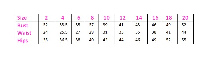 nox anabel size chart
